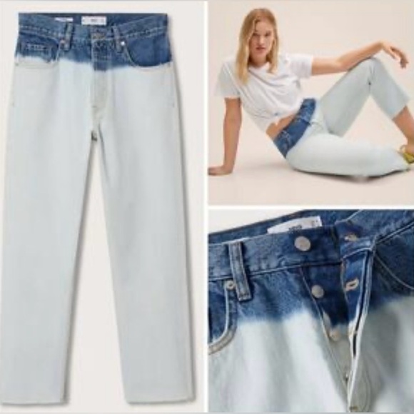 MNG|Mango Two-Tone Blue and White Women Jeans in relaxed straight leg•••Size 6 - Picture 1 of 16